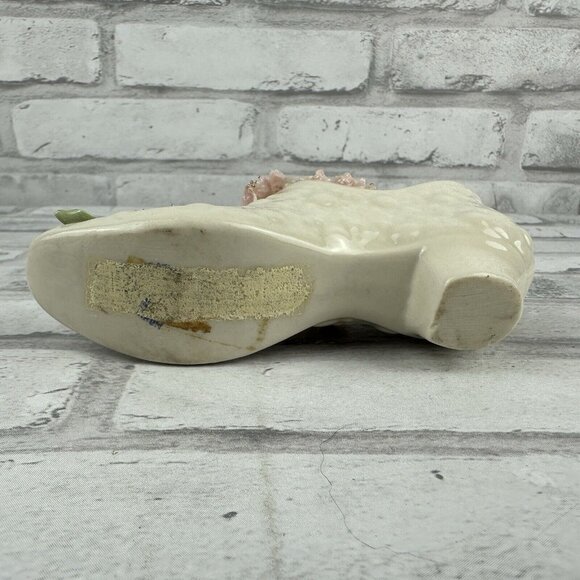 Heirlooms Of Tomorrow White Porcelain Shoe Pink Ruffles and Pink Rose - Picture 5 of 5